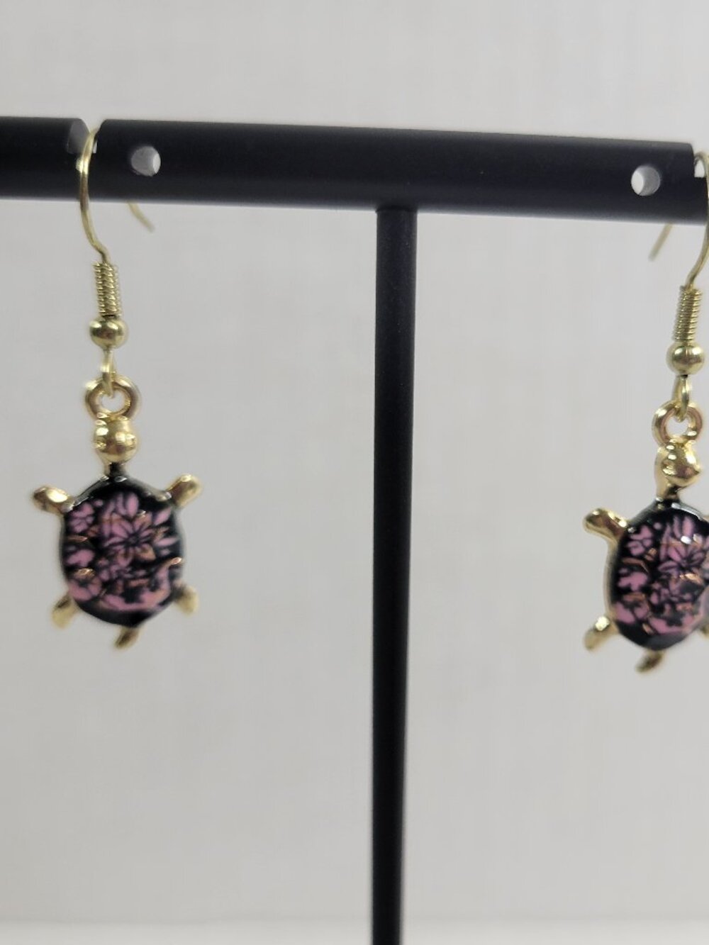 Turtle Dangle Drop Earrings Women Zinc Alloy Pink Purple Gold Tone Fashion E69E